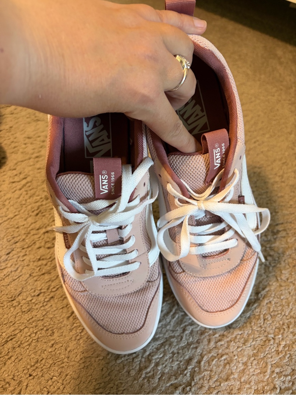 Vans Women’s Pink and White Low-Top Sneakers - Picture 7 of 10